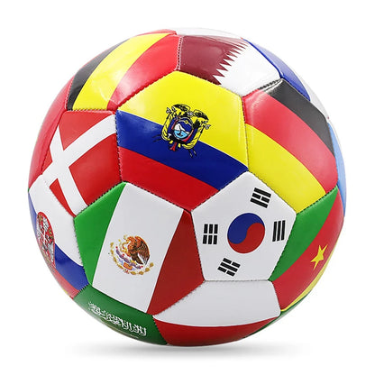 Flag Print Official Size 5 Soccer Ball - PVC Thickened Outdoor Match & Team Training Football