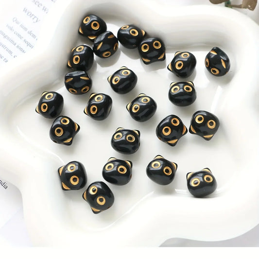 30pcs Cat Head Beads - Cute Animal Loose Beads for DIY Jewelry Making Earrings Necklace Bracelet Keychain Accessories