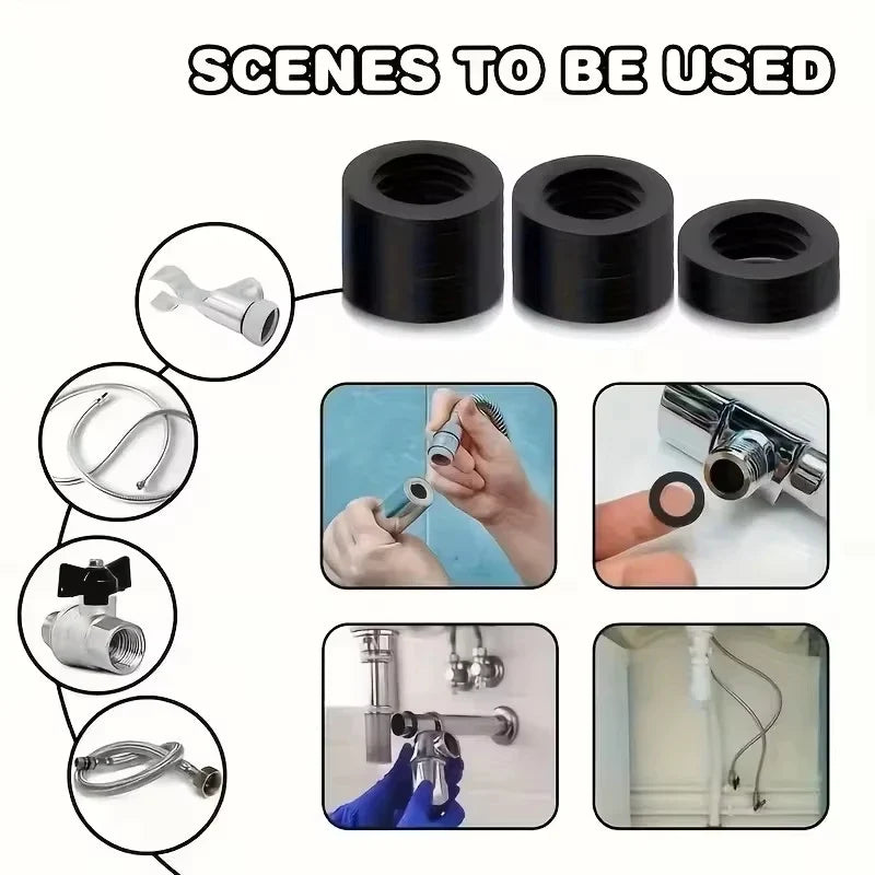 10-Piece Shower Hose Washer Set - Heavy-Duty Heat-Resistant Rubber O-Ring Faucet Seals