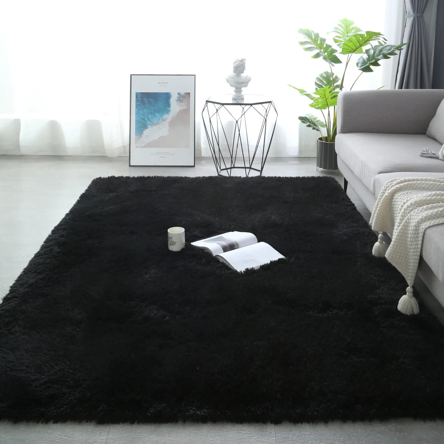 VIKAMA Tie-Dyed Fluffy Rug – Soft Plush Carpet for Living Room, Bedroom, Kids’ Playroom & Bedside