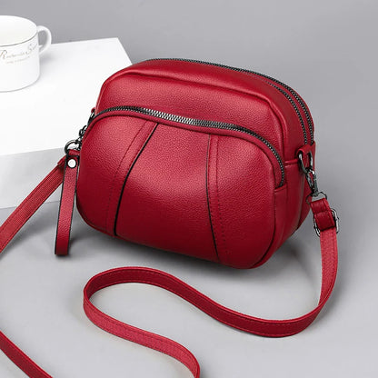Women’s Solid Color Rivet Zipper Phone Bag – Soft Leather Small Square Shoulder & Crossbody Bag, Fashionable and Simple