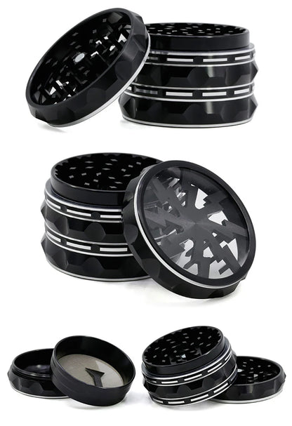 60mm 4-Part Aluminum Herb Grinder – Metal Spice Mill with Transparent Skylight for Tobacco & Smoking Accessories