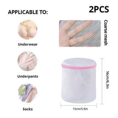 2Pcs/7Pcs Transparent Fine Mesh Laundry Bags – 6 Sizes Reusable Zippered Wash Bags for Machine Protection