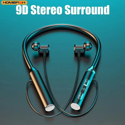 9D Bluetooth Wireless Earphones - Magnetic Sport Neckband TWS Earbuds with Mic