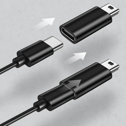 Mini USB to USB Type-C Adapter – 5-Pin Male to Female Data Transfer Connector for GoPro, MP3, Camera & PC
