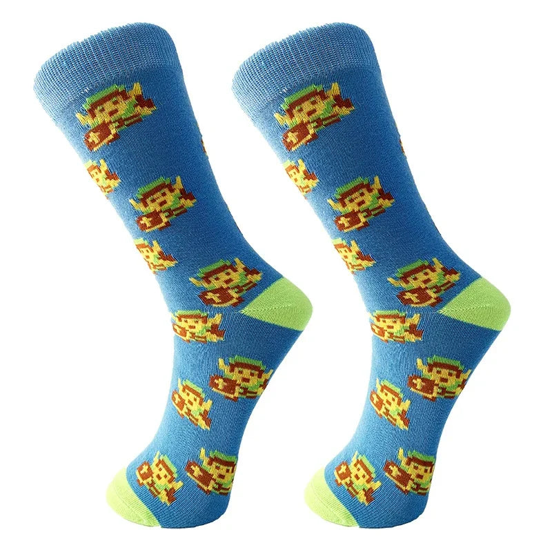 Zelda: Tears of the Kingdom Anime Socks – Men’s Cartoon Hip Hop Cotton Cosplay Long Casual Socks Xmas Gift