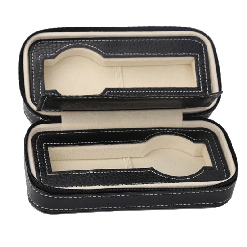 Portable Watch Storage Box Organizer - 6/10/12 Grid Zipper Display Case for Watches & Accessories