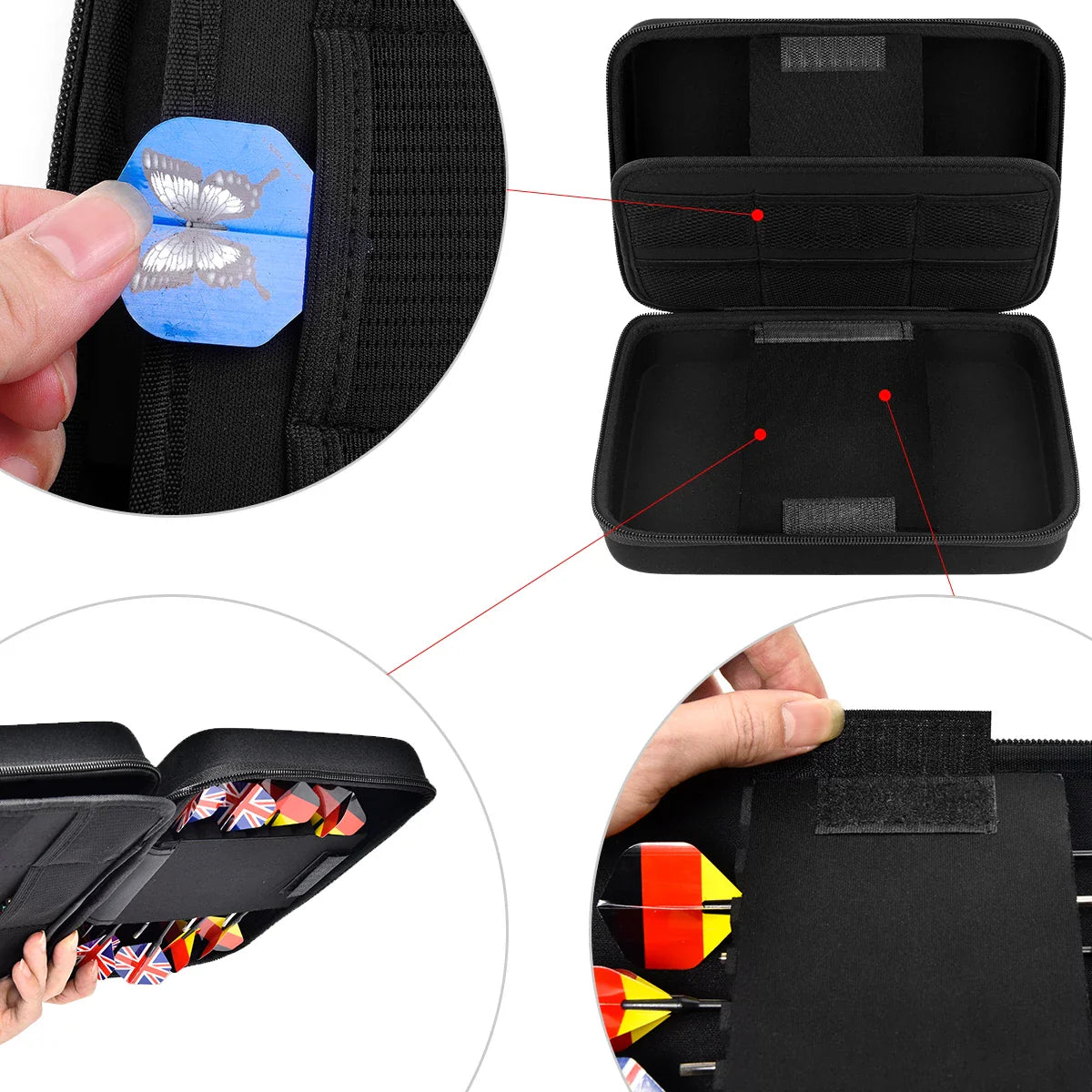 Dart Case for 16 Steel & Soft Tip Darts – Carrying Storage Organizer for Tips, Shafts, and Flights