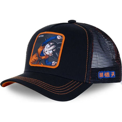 Dragon Ball Son Goku Embroidered Cap - Adjustable Hip Hop Trucker Mesh Sun Visor Hat for Men & Travel