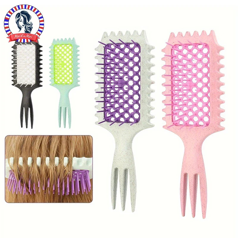 3-in-1 Hair Comb Set - Hollow Curl Enhancing Styling Comb with Massage & Parting Function