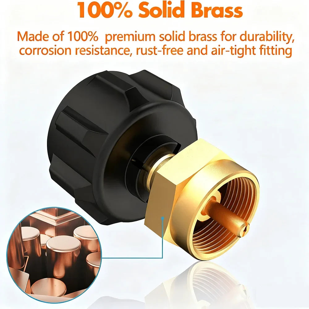 Propane Refill Adapter for 1 lb Tanks - Solid Brass LP Gas Cylinder Refill Connector