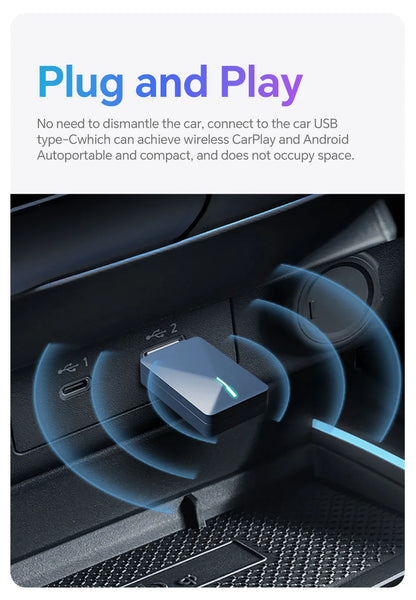 NEW Mini 2 in 1 Wireless CarPlay & Android Auto Adapter – Smart Bluetooth WiFi Dongle, Fast Connect, Plug & Play