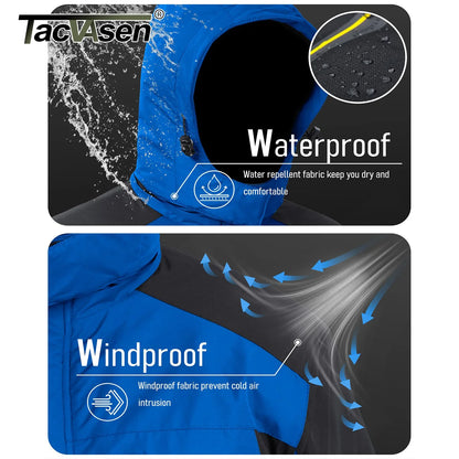 TACVASEN Winter Fleece Lined Parka - Waterproof Windproof Ski Snowboard Jacket with Removable Hood