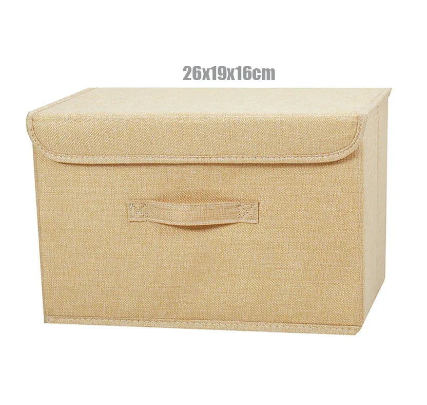 Washable Cotton Linen Folding Storage Box – CD, Toy & Laundry Organizer with Lid