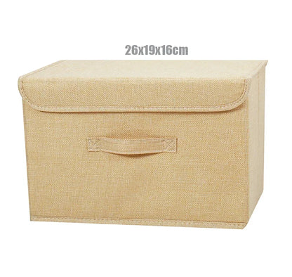 Washable Cotton Linen Folding Storage Box – CD, Toy & Laundry Organizer with Lid