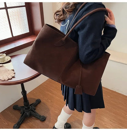 2025 Women’s Faux Suede Handbag – High-Quality, Versatile Large Capacity Shoulder Bag