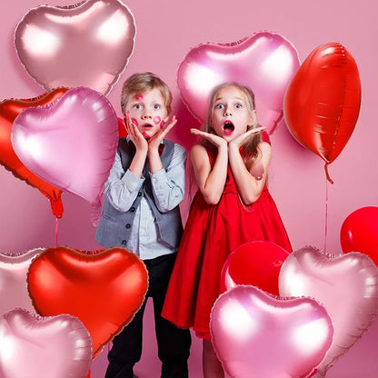 18 Inch Red Heart Foil Balloons - Love Shape Aluminum Balloons for Wedding, Birthday & Home Party Decorations