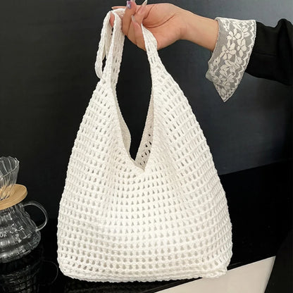 Crochet Shoulder Bag - Summer Woven Hollow Beach Tote for Vacation & Everyday Use