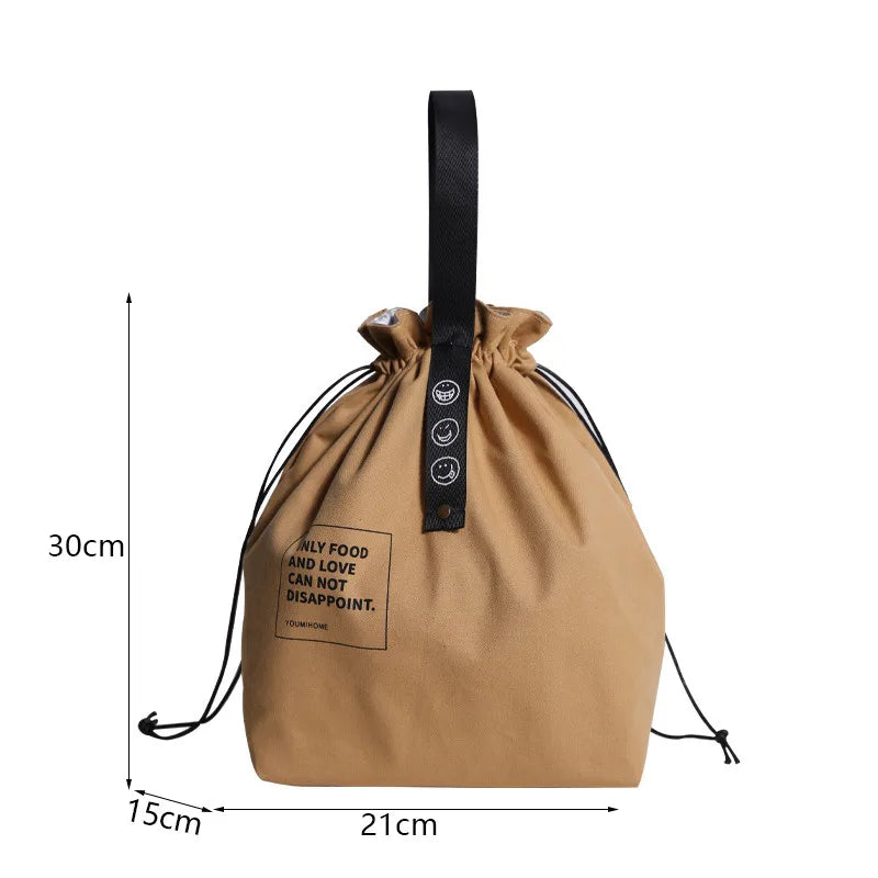 Canvas Lunch Bag – Portable Bento Box Handbag for Outdoor Picnic, School, and Food Storage, Fresh-Keeping Tote Accessory