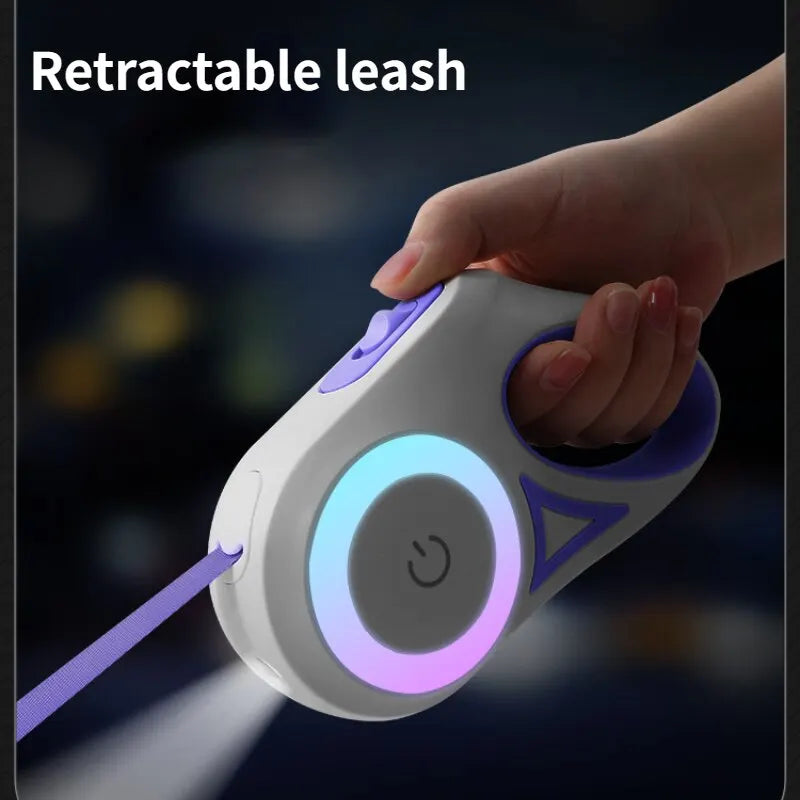 LED Flashlight Pet Leash - Retractable Lighted Night Outdoor Walking - Non-Slip Handle - 5M/3M - Dog Supplies