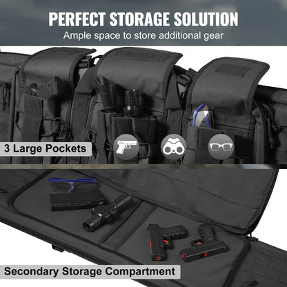 VEVOR Tactical Double Rifle Bag – 36/42" Soft Gun Case with Lockable Zipper for Two Rifles & Pistols