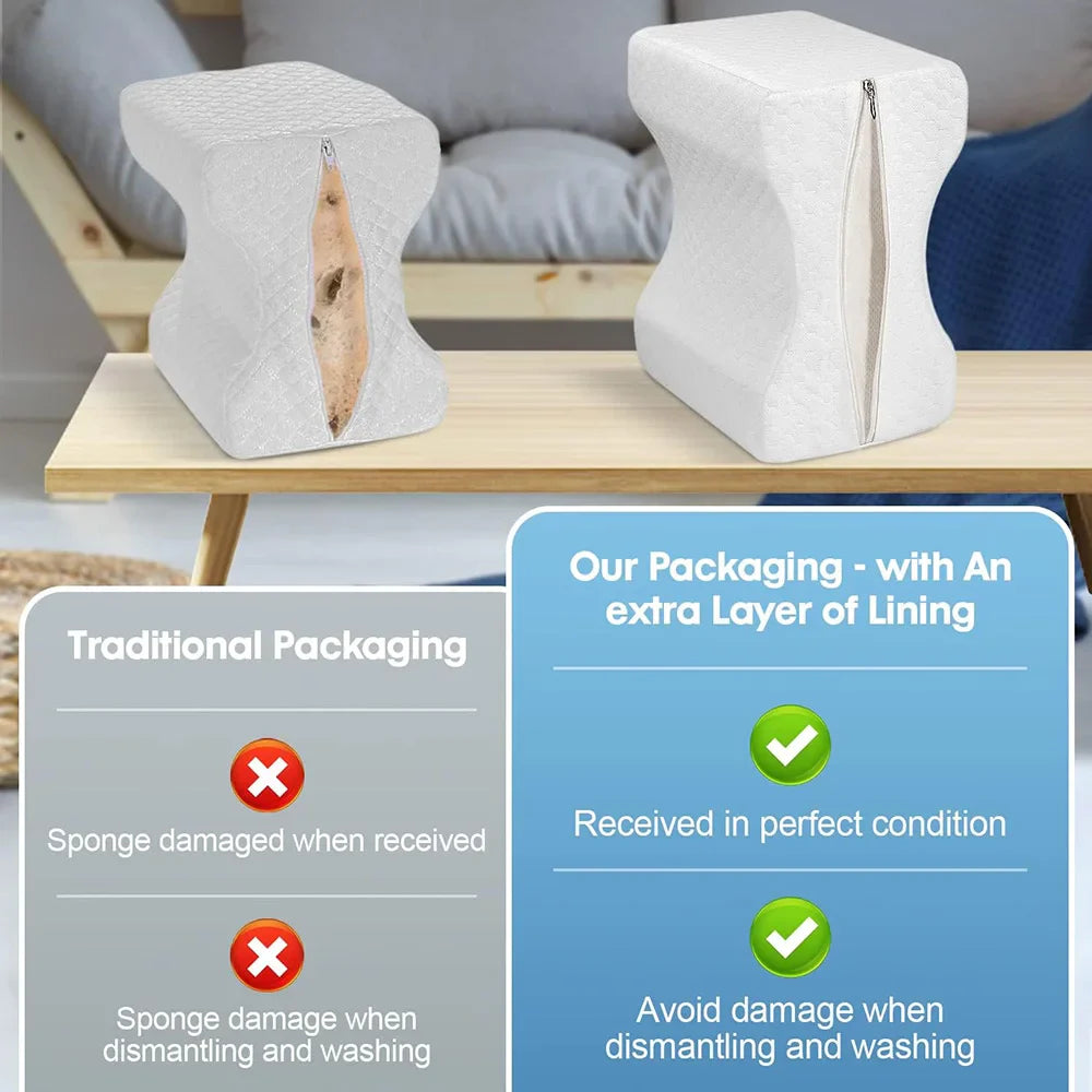 Memory Foam Leg & Knee Pillow – Side Sleeping Support with Removable, Washable Cover