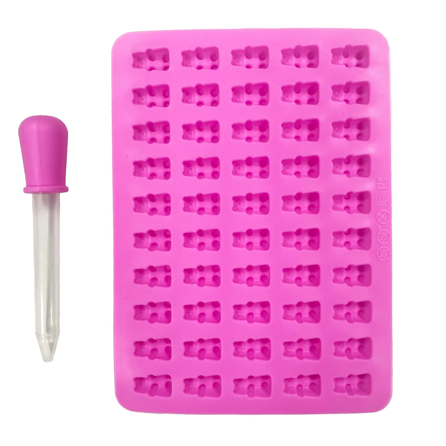 Gummy Bear Silicone Molds - Mini Chocolate Candy Molds with Droppers Food Grade Nonstick Baking Set of 4