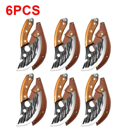 Multifunctional Stainless Steel Kitchen Knife - Forged Meat Cleaver Boning Knife with Bottle Opener and Protective Cover