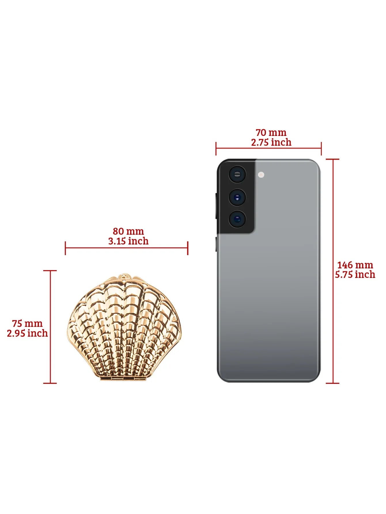 Golden Shell Double-Sided Makeup Mirror - Portable Elegant Beauty Mirror Gift for Girlfriend, Mom, Wife & Sister