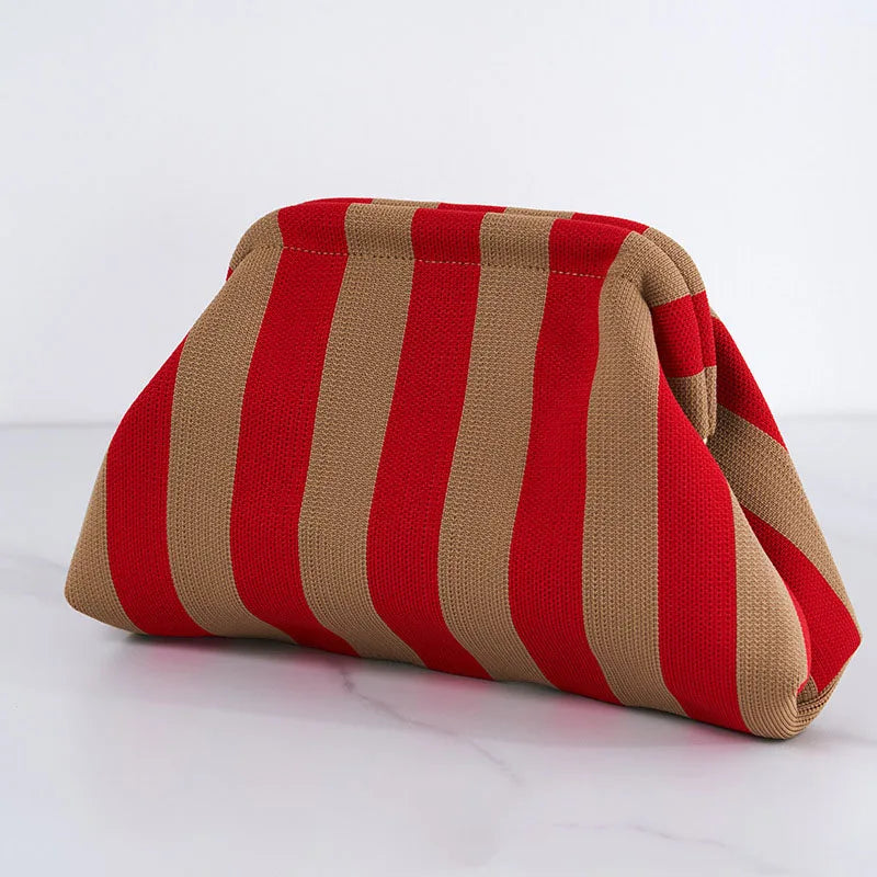 Summer Woven Crochet Clutch Bag – Women’s Cute Ruched Cloud Handbag, Casual Colorblock Purse