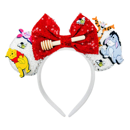 Mickey Mouse Ears Headband with Bow – Sequin Candy Cosplay Costume Party Accessory for Girls & Women, Christmas Gift