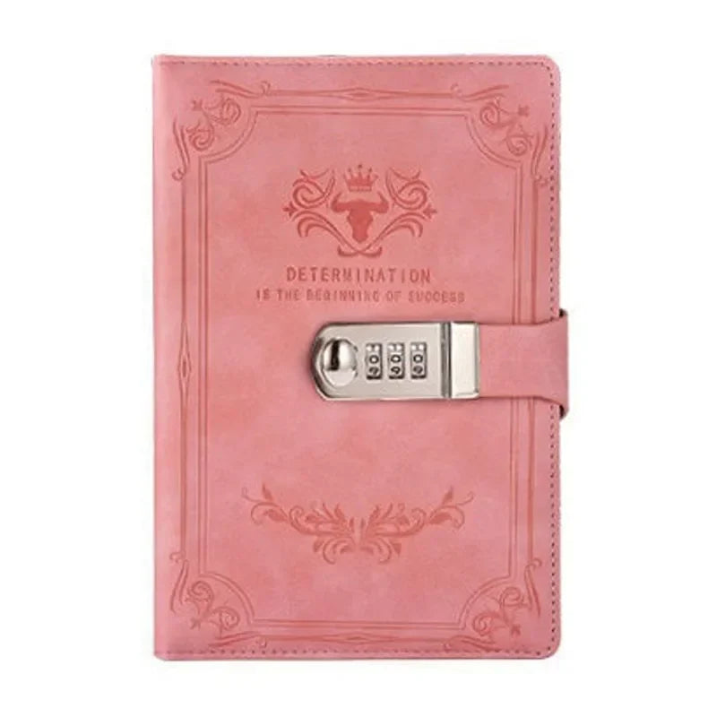 A5 Retro Password Book with Lock – 200 Pages Thick Creative Diary & Student Notepad Notebook
