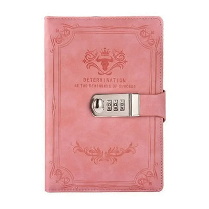 A5 Retro Password Book with Lock – 200 Pages Thick Creative Diary & Student Notepad Notebook
