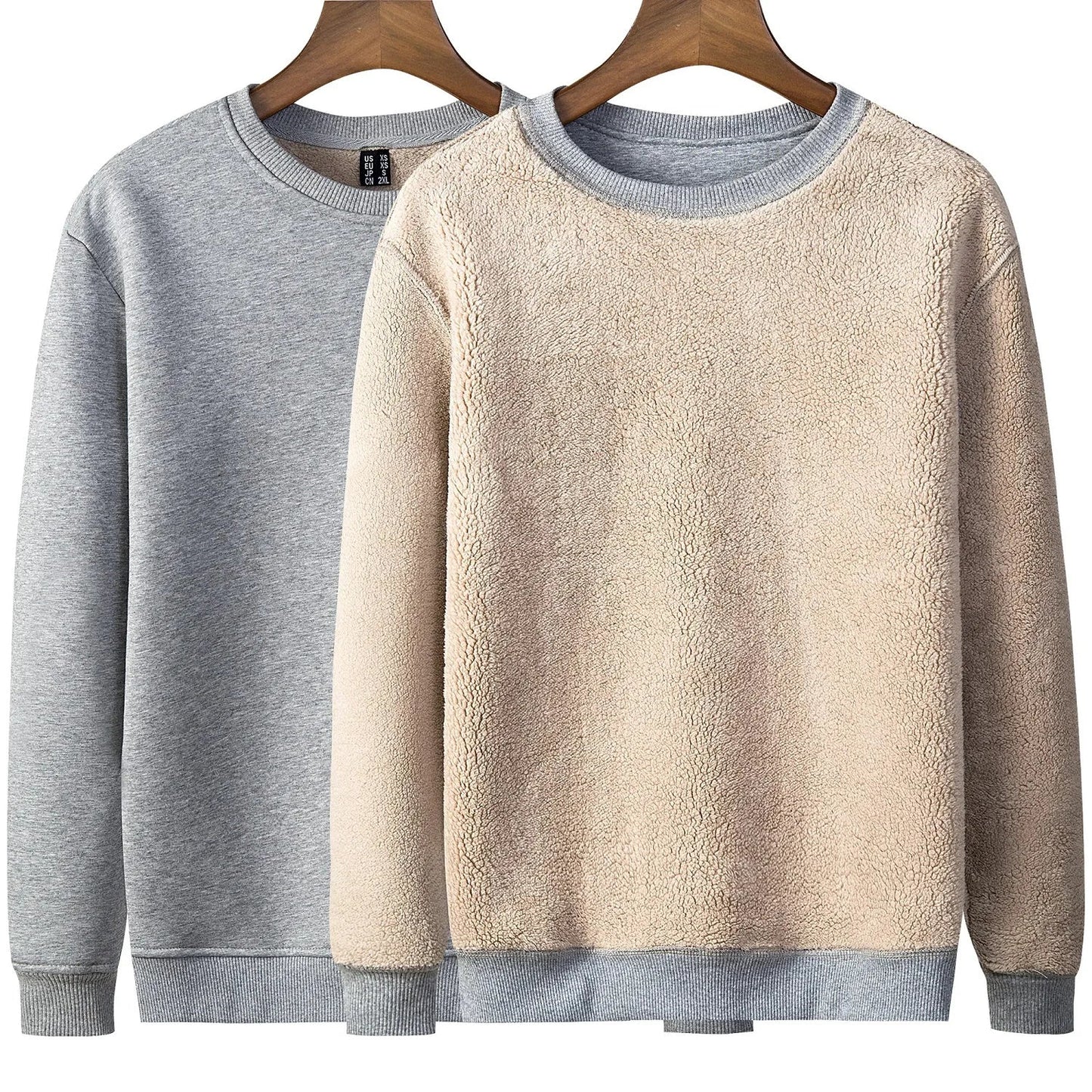 TACVASEN Men’s Winter Fleece Sweatshirt – Thicken Sherpa-Lined Crewneck Pullover, Warm Heavy Winter Top, No Hood