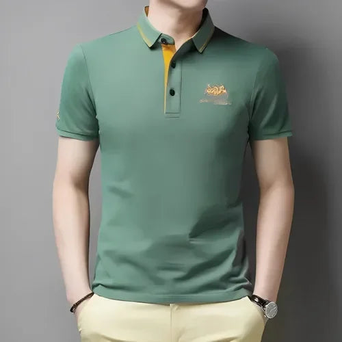 Custom Men's Embroidered Polo Shirt - Short Sleeve Casual Summer Fashion Top