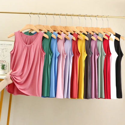 Women’s Plus Size Modal Tank Top - Loose Fold Sleeveless Summer Vest Shirt XL-6XL Casual Homewear