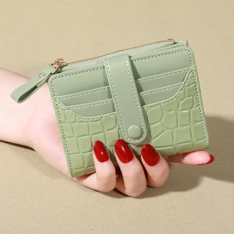 Elegant Women’s Multi-Card Wallet – PU Leather Double Zip Clutch Purse with Crocodile Pattern Storage Bag