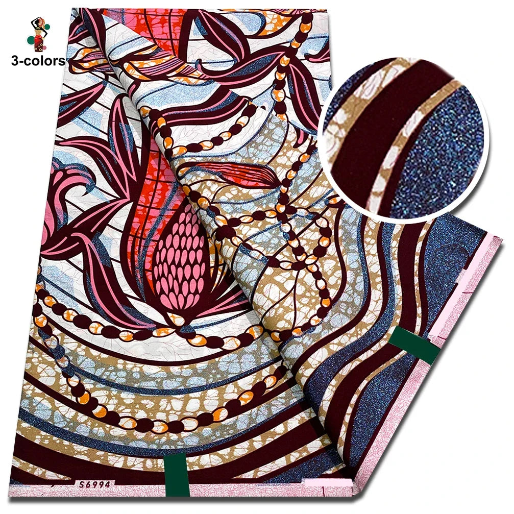 Super Glitter Golden Wax Fabric - Soft Cotton Ankara Batik with Flash Gold Print for Nigerian & African Fashion
