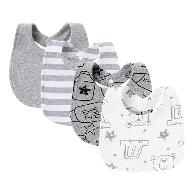 4Pcs Baby Bibs – Cotton Newborn Bibs for Girls & Boys, Infant Accessories, Toddler Saliva Towels for Baby Care