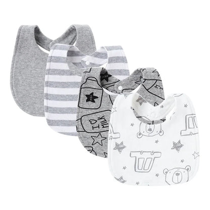 4Pcs Baby Bibs – Cotton Newborn Bibs for Girls & Boys, Infant Accessories, Toddler Saliva Towels for Baby Care