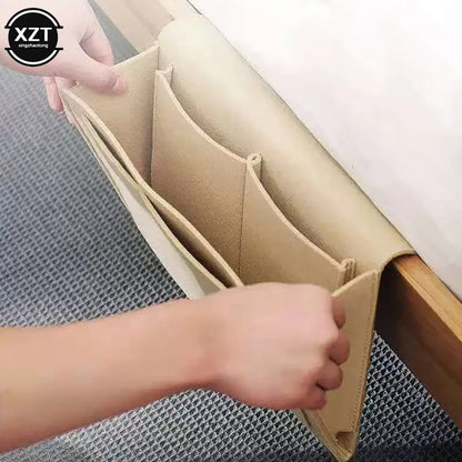 Felt Bedside Hanging Organizer — Phone, Book & Magazine Storage Pockets for Bed & Sofa