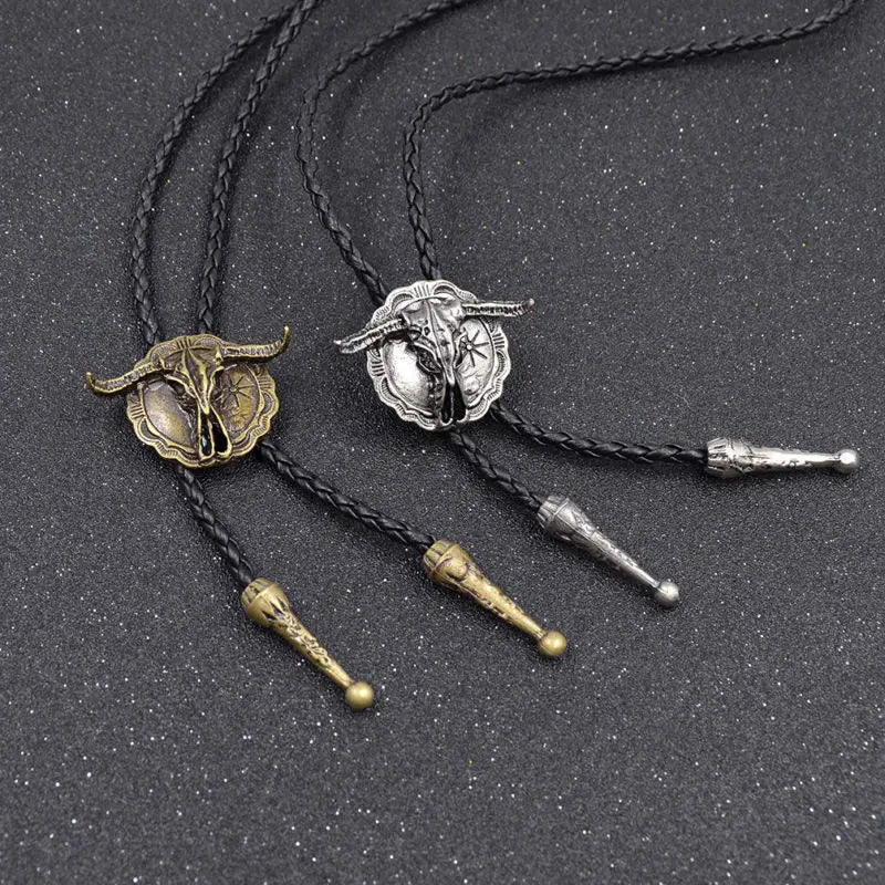 New Arrival Western Southwest Longhorn Steer Cow Skull Bolo Tie – Leather Rodeo Neck Tie, Fashion Shirt Accessories