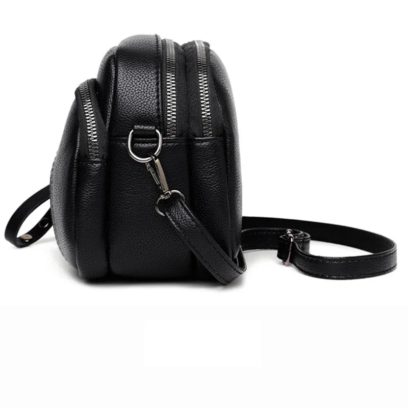 Women’s Solid Color Rivet Zipper Phone Bag – Soft Leather Small Square Shoulder & Crossbody Bag, Fashionable and Simple