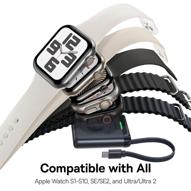 Baseus Magnetic Apple Watch Charger - 5W USB-C Wireless Charging Cable for Watch Series S1-S10, SE, SE2 & Ultra 2