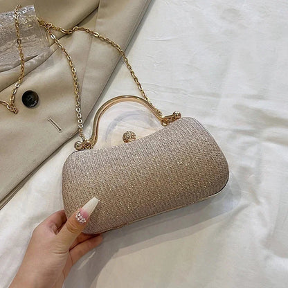 Women’s Chain Evening Shoulder Bag – Vintage Crossbody Handbag Dinner Party Underarm Satchel