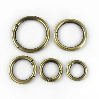 10Pcs Metal O Ring Spring Clasps - 10-38mm Openable Round Carabiner Snap Hooks for Keychains, Bags & DIY Jewelry Accessories
