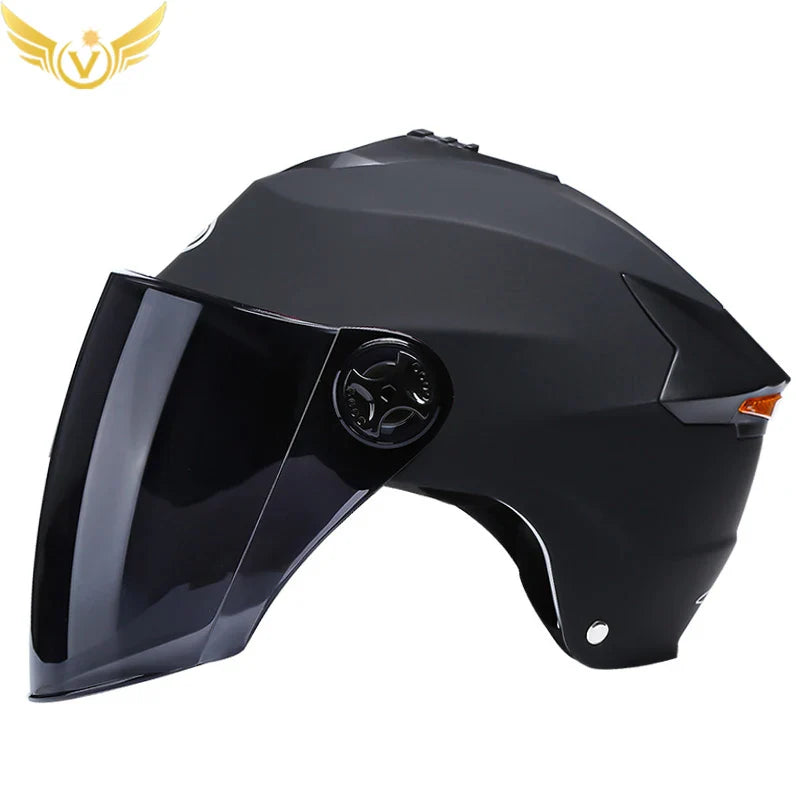 LED Motorcycle Helmet with Double Visor – Rechargeable Electric Scooter & Bicycle Safety Helmet for Men & Women Night Riding Protection