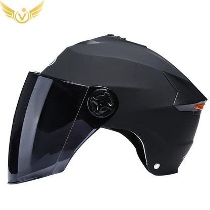LED Motorcycle Helmet with Double Visor – Rechargeable Electric Scooter & Bicycle Safety Helmet for Men & Women Night Riding Protection