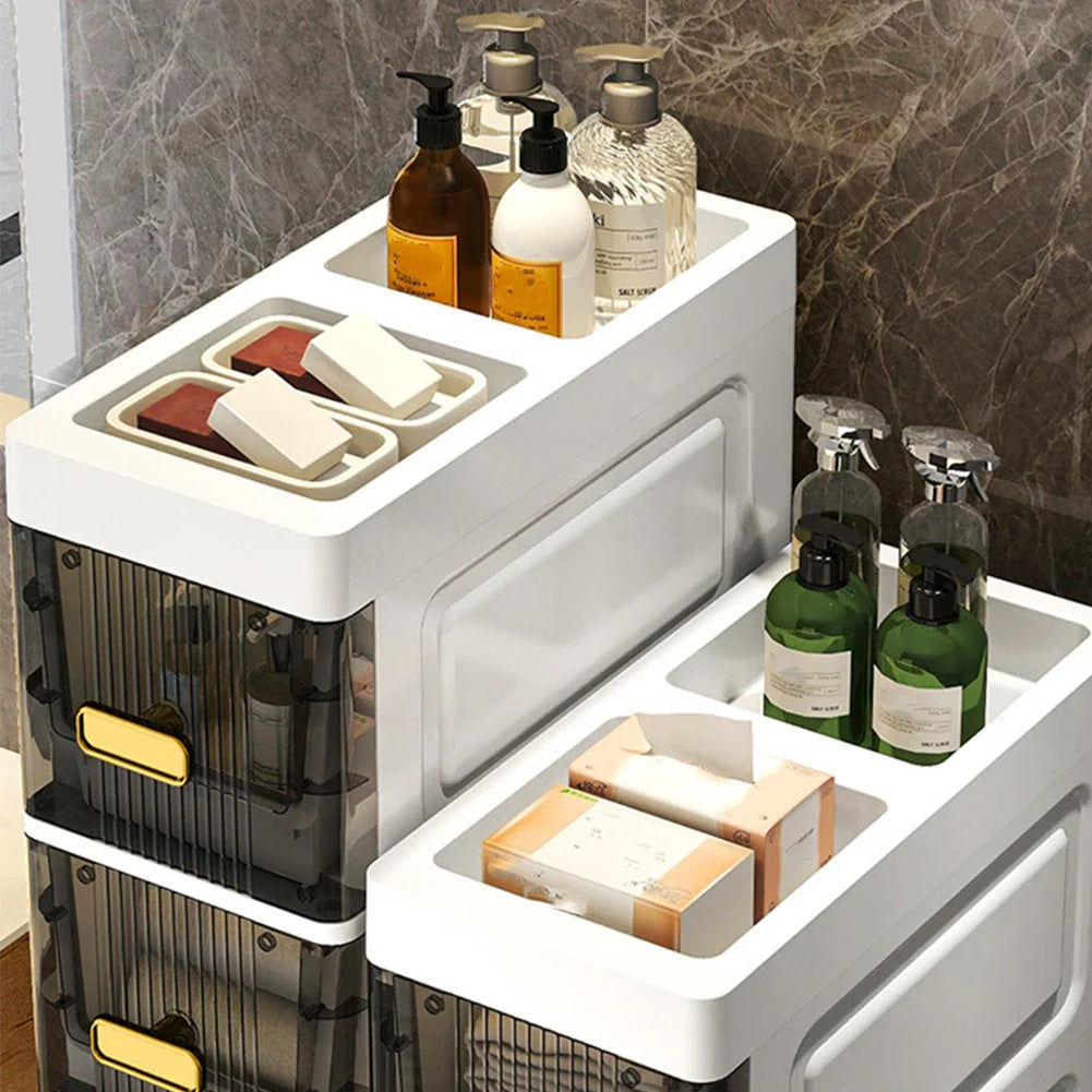 Narrow Toilet Storage Cabinet – 4/5 Tier Waterproof Corner Shelf & Crevice Side Rack
