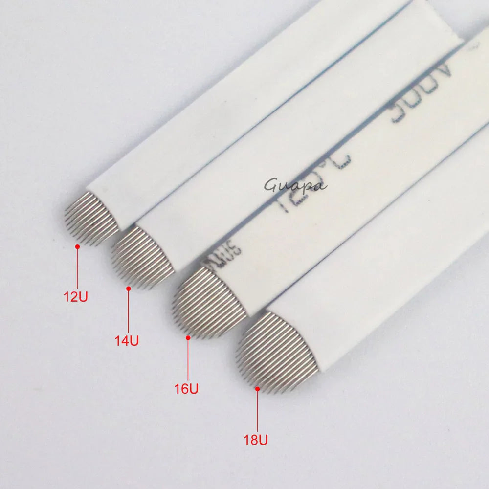 White Microblading Needles – 9/11/12/14/18/21 for Permanent Makeup, Eyebrow Tattoo & Embroidery Pen Supplies